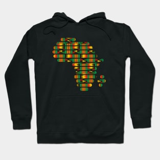 Kente, Africa Map with Stripes, Ghana Pattern Hoodie